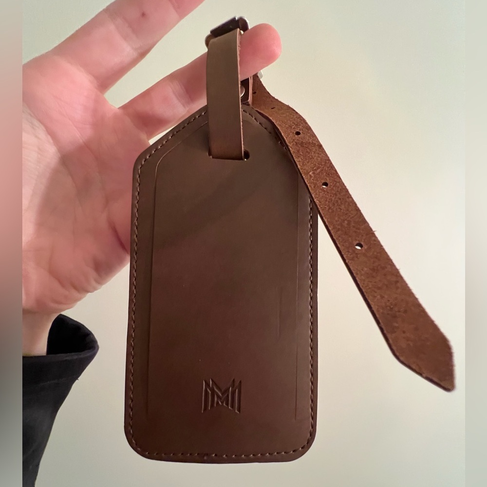 MODERN MADE MAN Genuine Leather Brown Luggage Tag Accessory Unisex Men or Women